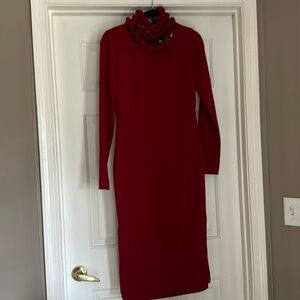 Diane von Furstenberg - Scarlet red Chain Link Neckline Dress Sz 6